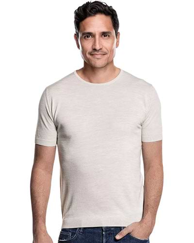 Grijs t-shirt met ronde hals van merinowol