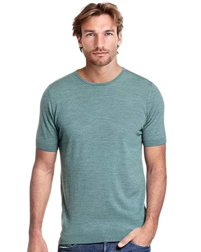 Groen t-shirt met ronde hals van merinowol