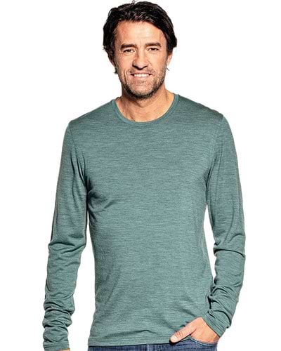 Groen t-shirt met lange mouw van merinowol