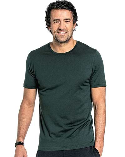 Groen t-shirt met ronde hals van merinowol