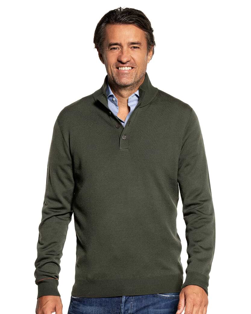 Grüner Wollpullover mit Knopfleiste