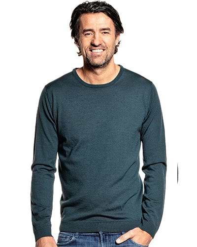 Grüner Herrenpullover mit Rundhals-Ausschnitt