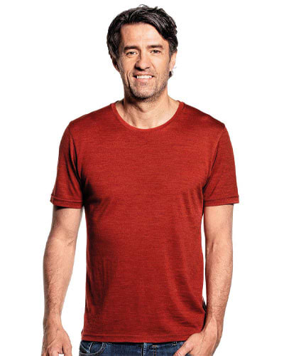 Oranje t-shirt met ronde hals van merinowol