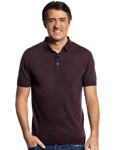 Paarse polo van merinowol