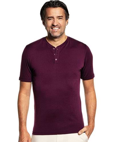 Paars t-shirt met 3 knopen van merinowol