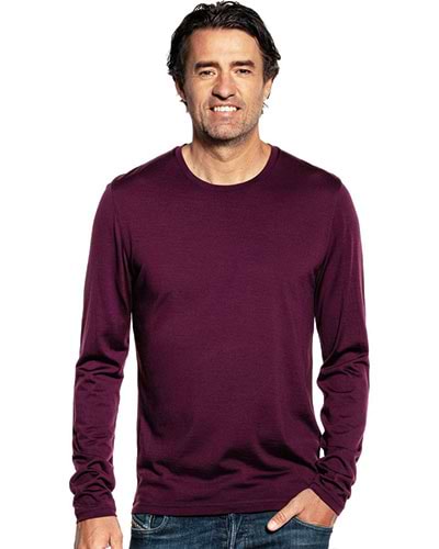 Paars t-shirt met lange mouw van merinowol
