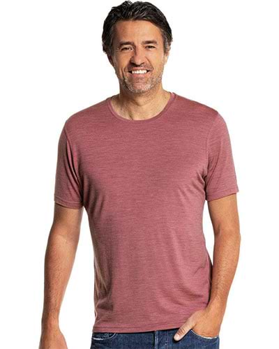 Beige t-shirt met ronde hals van merinowol