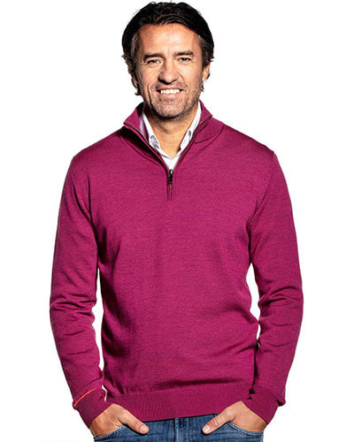 Pinker Wollpullover mit Reißverschluss