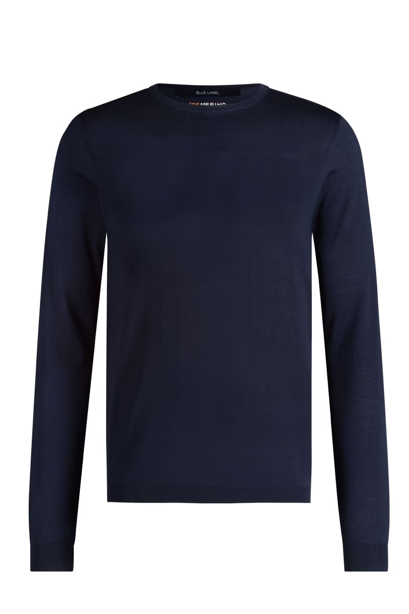 Feinstrickpullover für Männer mit Rundhalsausschnitt in Blau