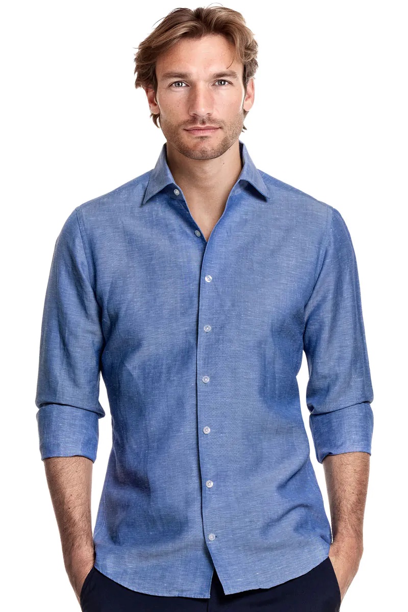 Sommerhemd Herren Jeansblau