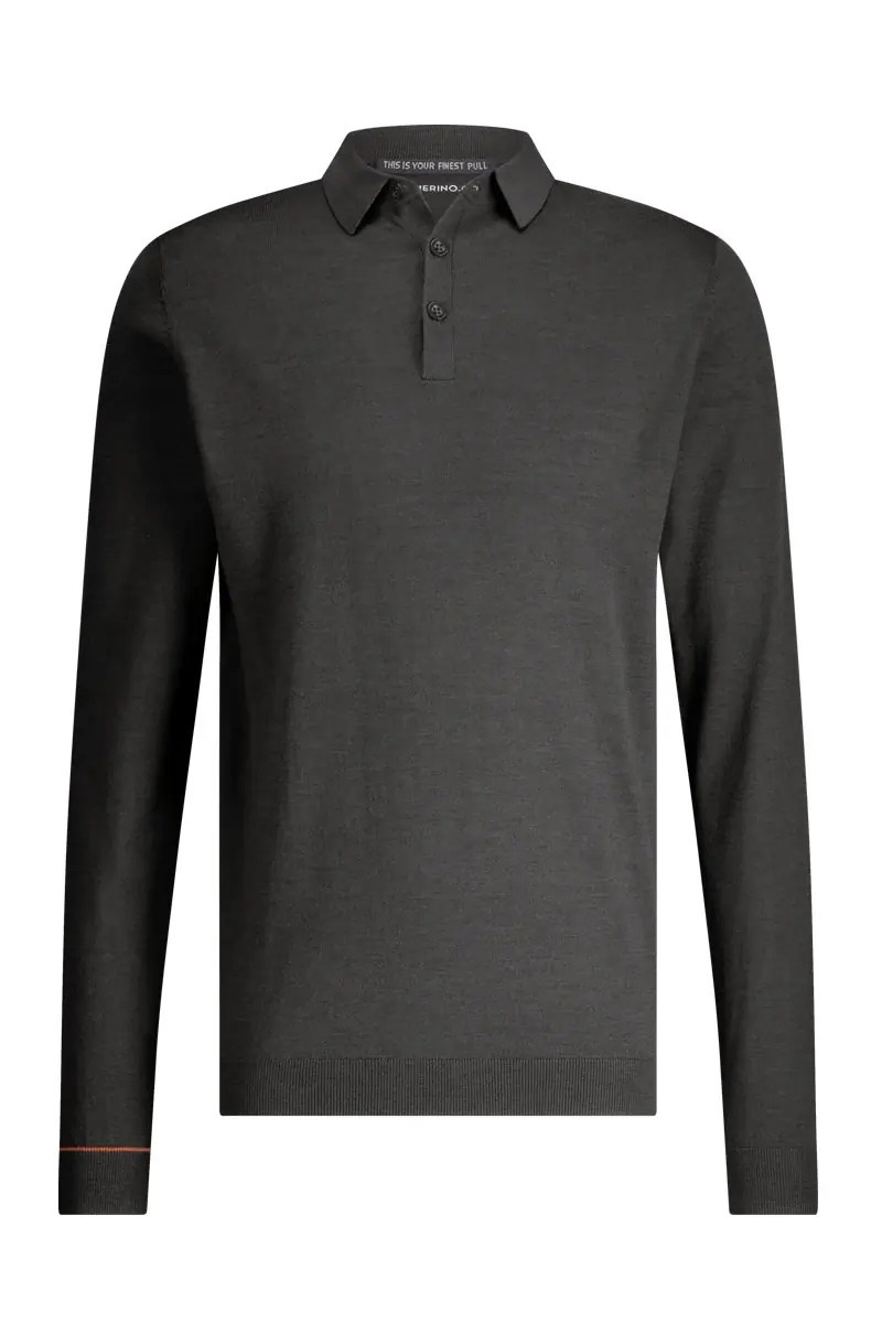 Feinstrickpullover für Herren mit Polokragen in Grau