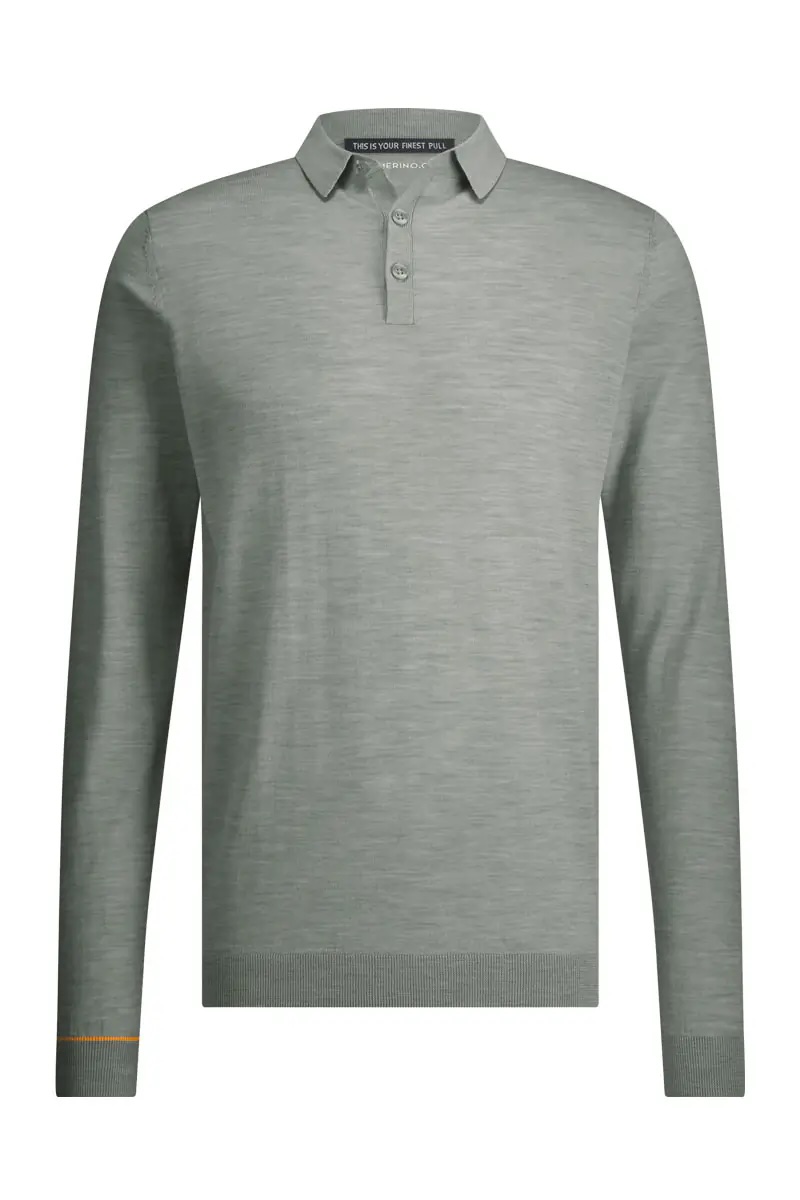 Feinstrickpullover für Herren mit Polokragen in Hellgrün