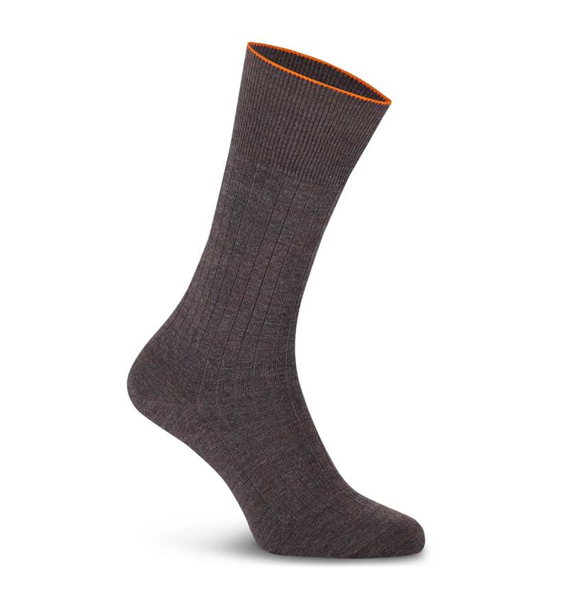 Merino Unterwäsche Socken Herren gerippt in Braun