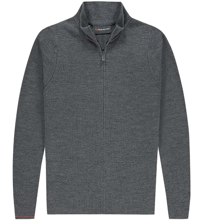 Herren Strickjacke Reißverschluss Grau