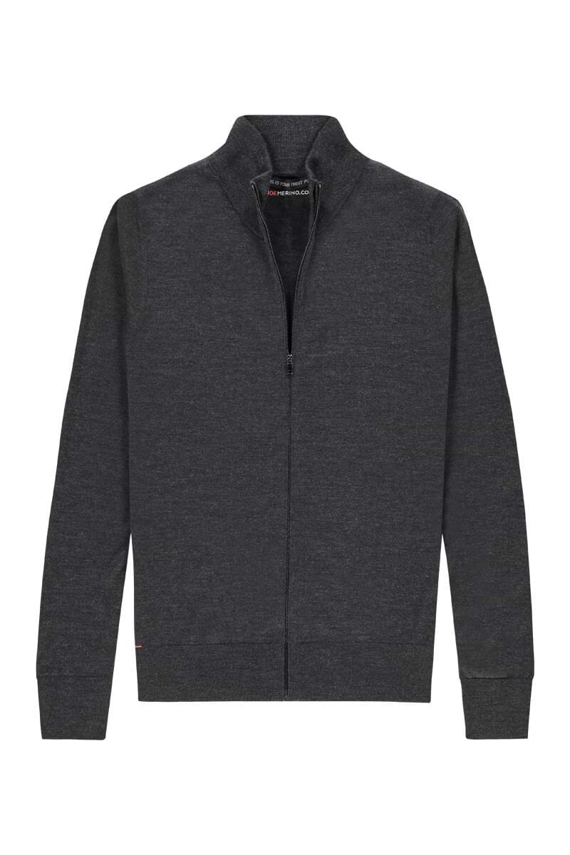 Dünne Strickjacke Herren mit Reißverschluss dunkelgrau
