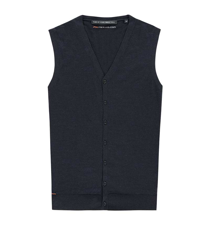 Strickjacke Merino blau ohne Ärmel