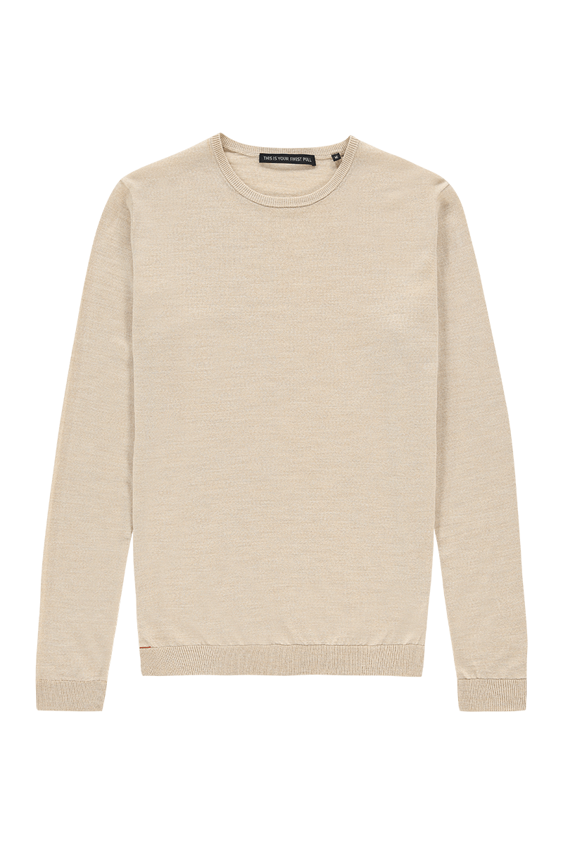 Feinstrickpullover Herren Rundhals beige