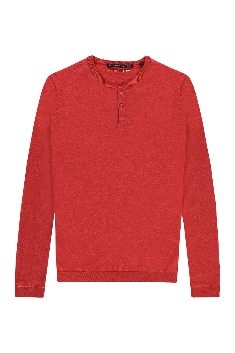 Feinstrickpullover Herren Rundhals rot