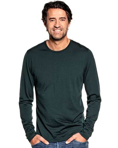 Merino Funktionsshirt mit langen Ärmeln in Dunkelgrün