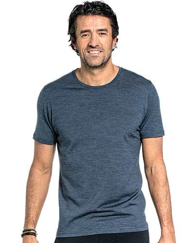 Merino Funktionsshirt mit Rundhals-Ausschnitt in Dunkelgrau