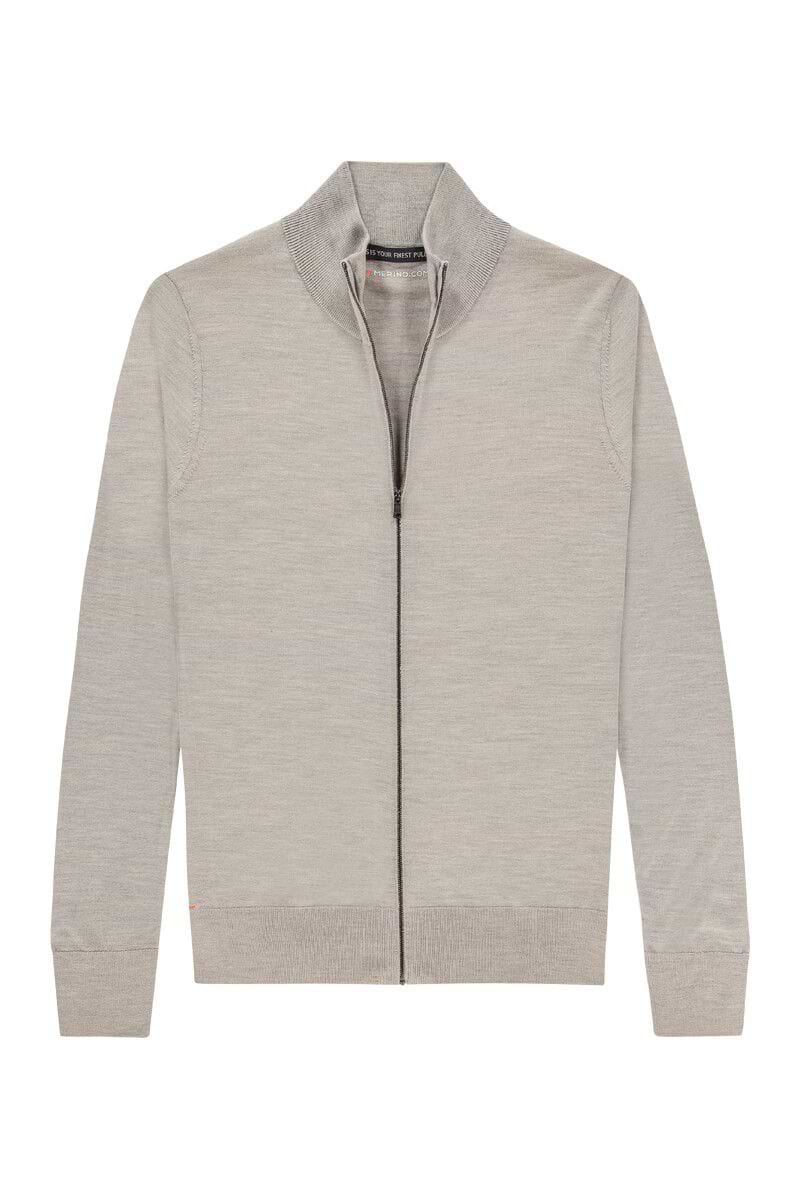fijn gebreid vest met rits in het beige