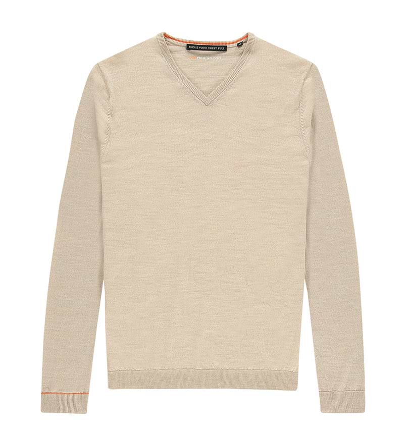 golftrui met v-hals in het beige