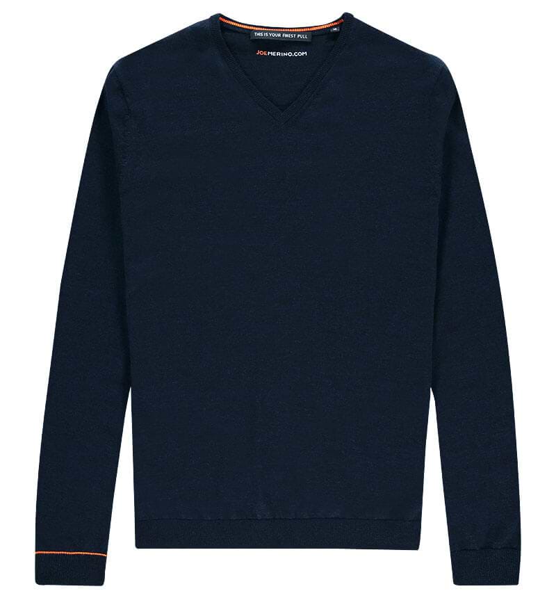 V-hals trui voor lange mannen in het blauw