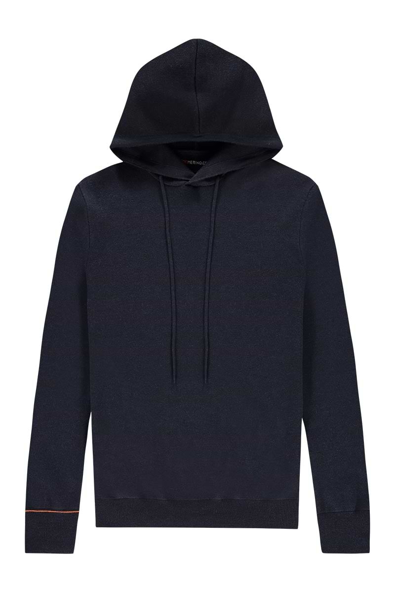  lamswollen hoodie in het blauw