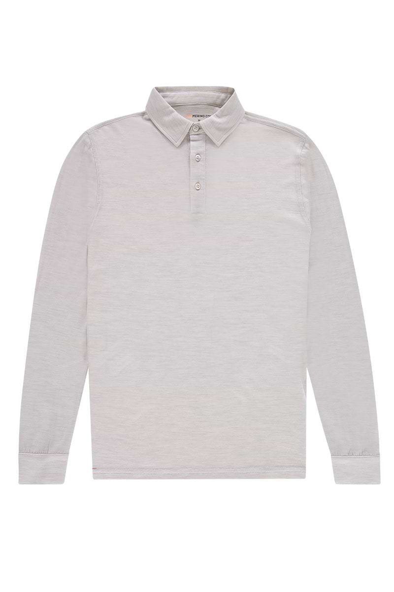 Langärmeliges Merino Polo Herren weiß