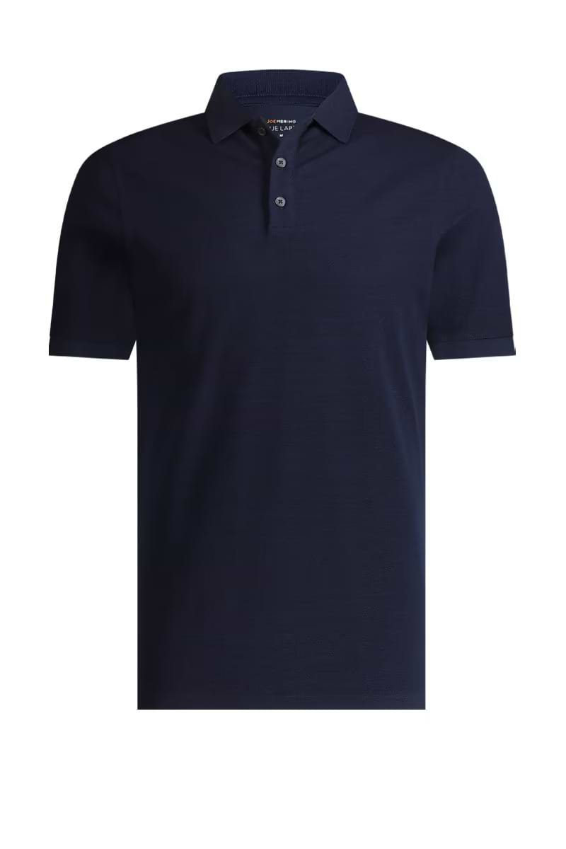 Poloshirt Merinowolle mit Seide in Dunkelblau