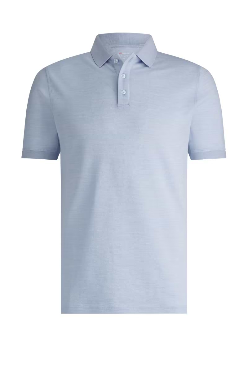 Poloshirt Merinowolle mit Seide in Hellblau