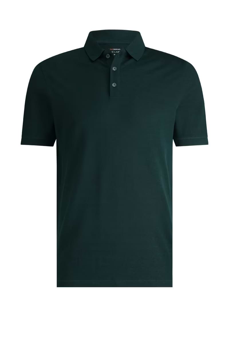 Poloshirt Merinowolle mit Seide in Dunkelgrün