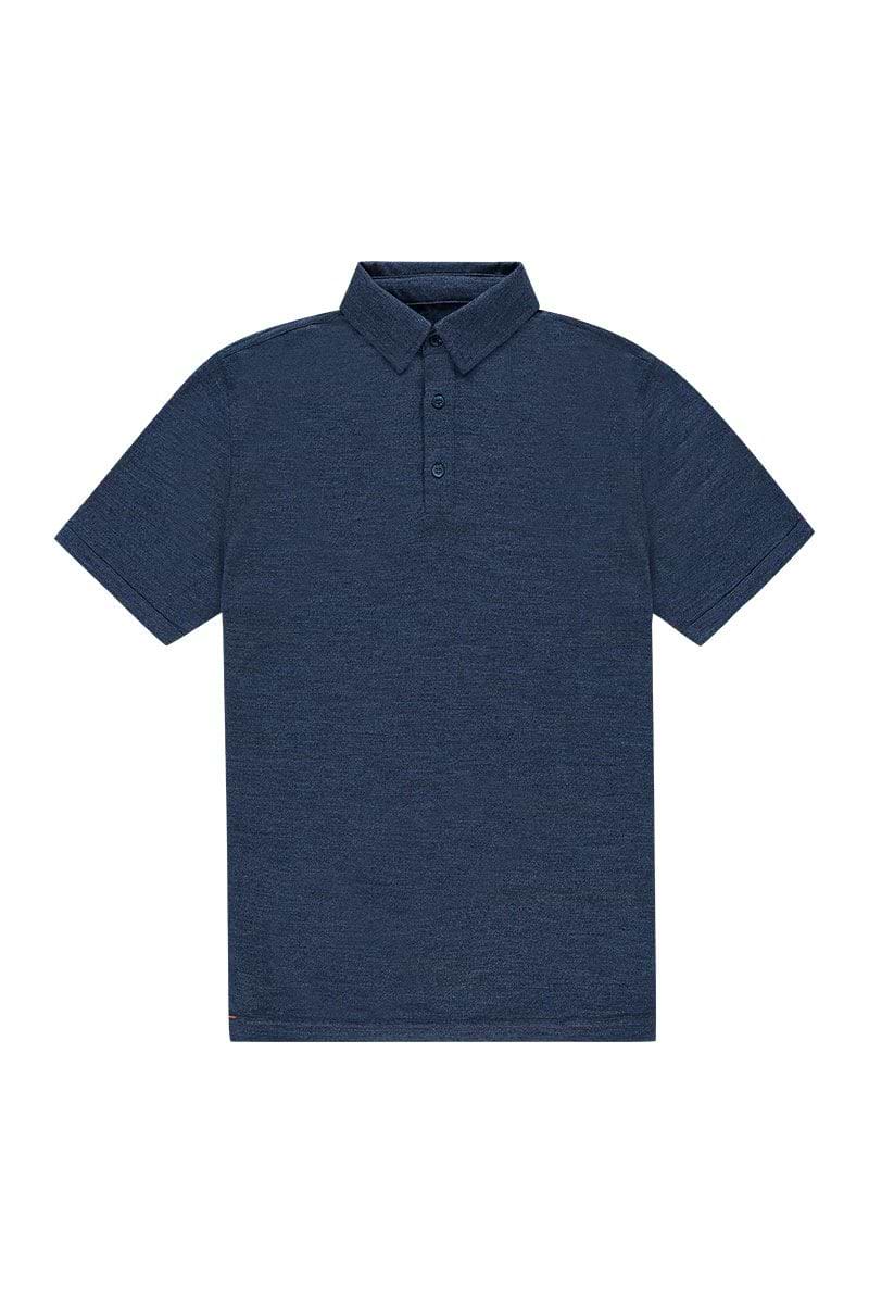 hochwertiges Merino Polo Herren blau meliert