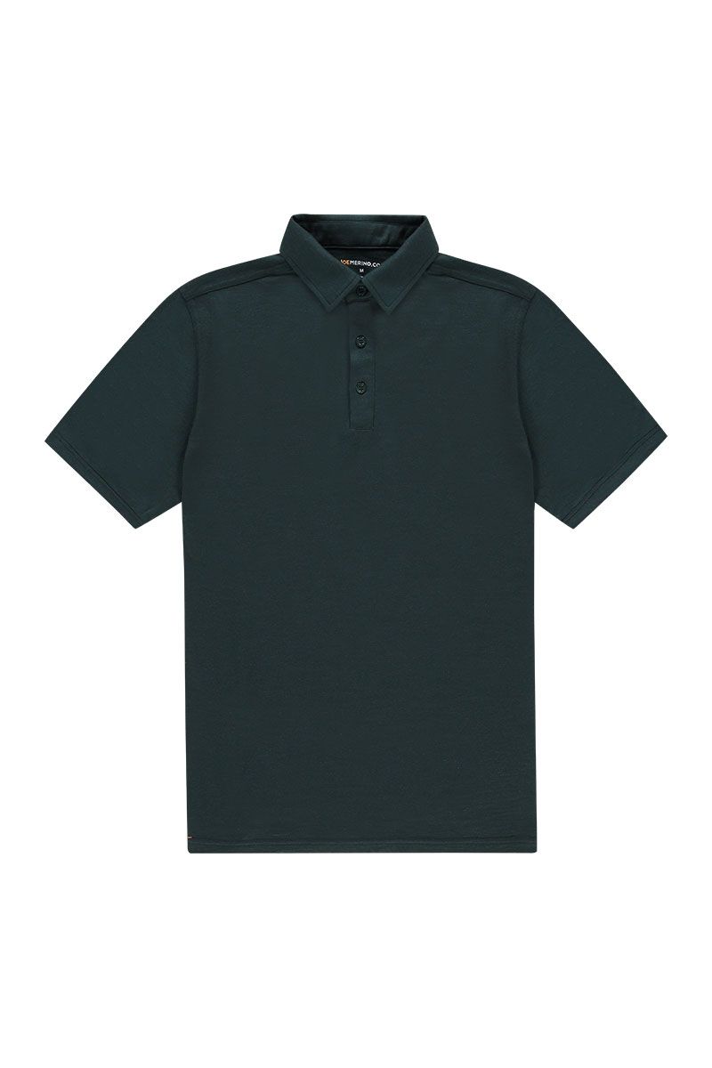 hochwertiges Merino Polo Herren dunkelgrün