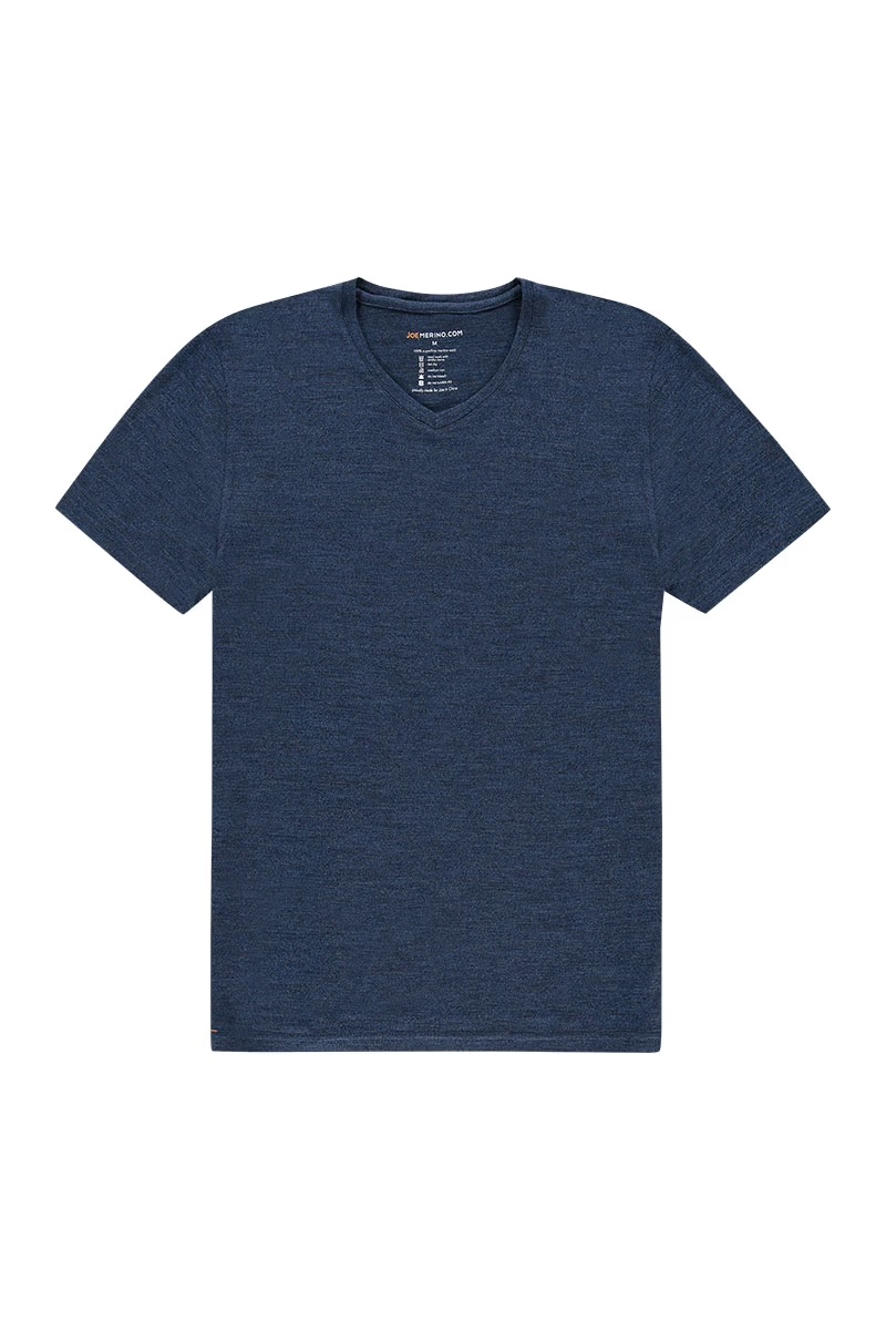 T-Shirt Herren Merinowolle in Blau