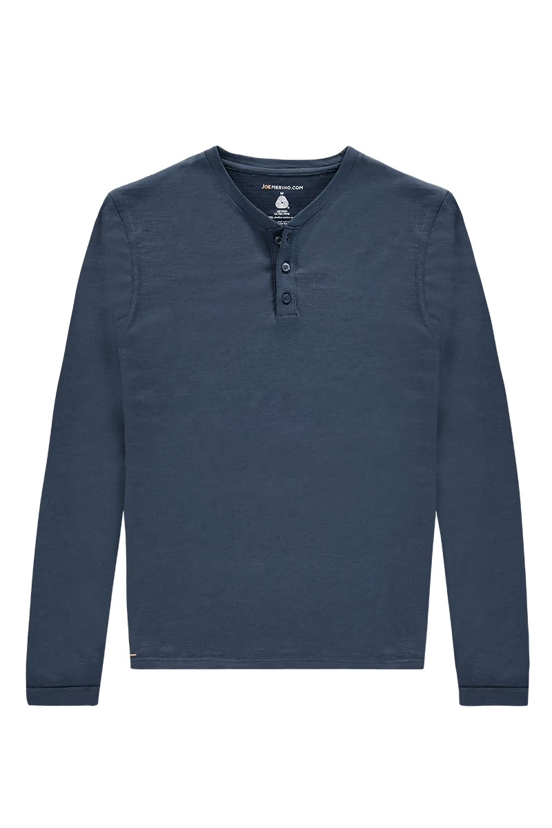 Henley Shirt Merinowolle Herren Orange