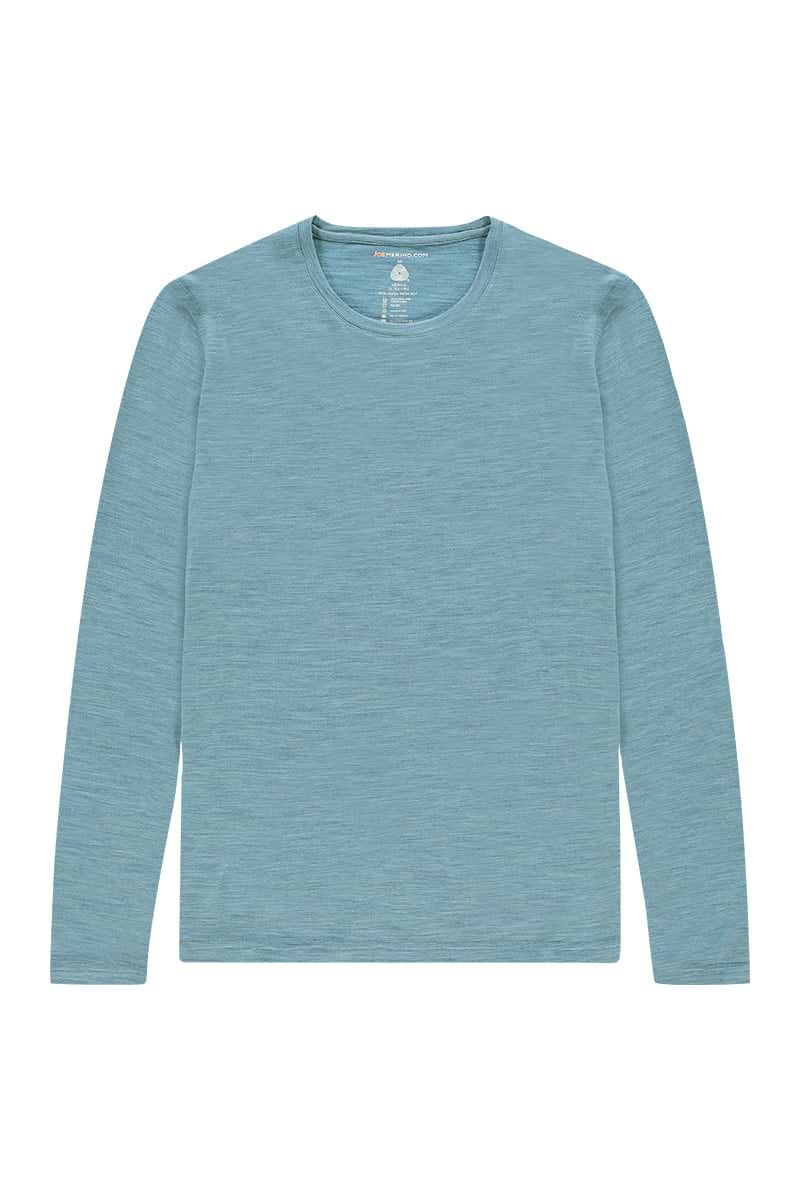 T Shirt Merinowolle Herren Blau-Grün