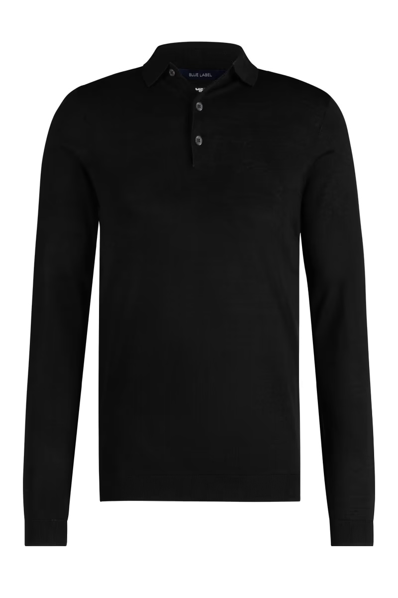 Poloshirt Merinowolle mit Seide und Kaschmir in Schwarz