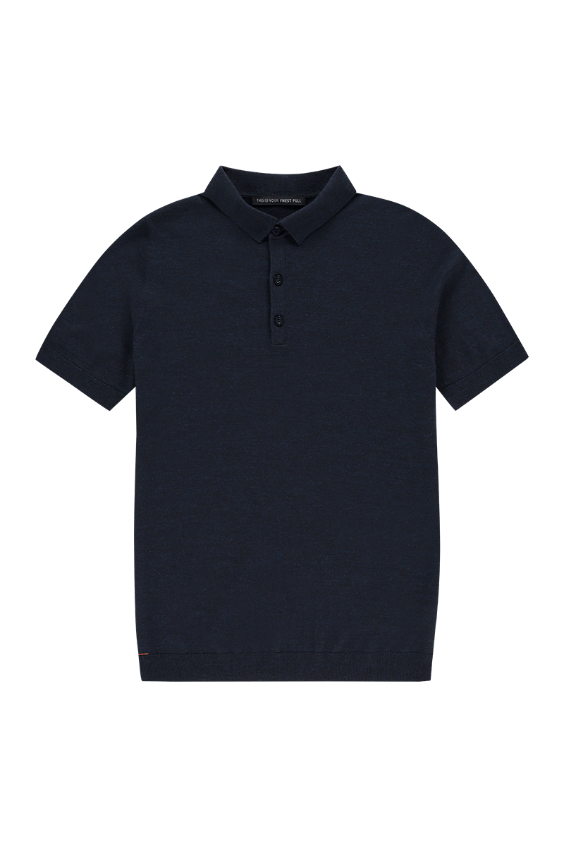 Hochwertiges Merino Polo Herren Kurzarm Dunkelblau