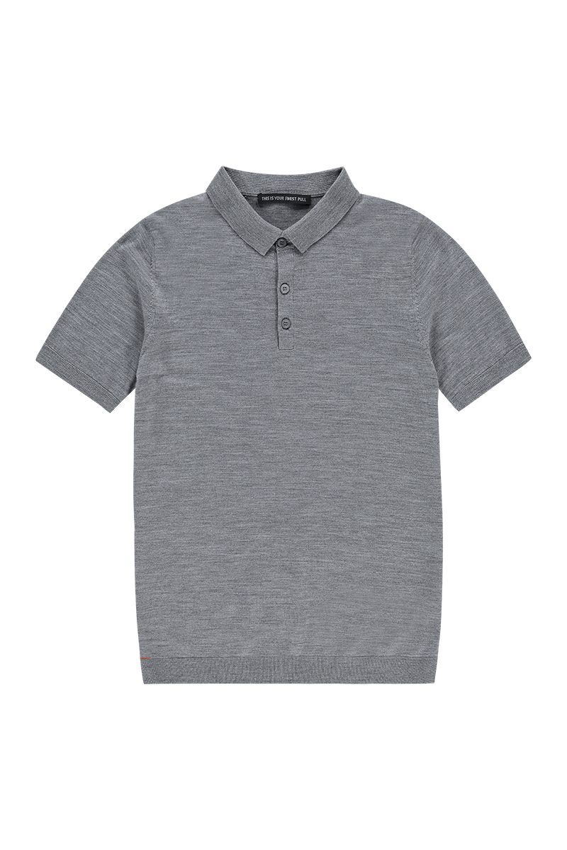 Luxuriöses Poloshirt Merinowolle Hellgrau