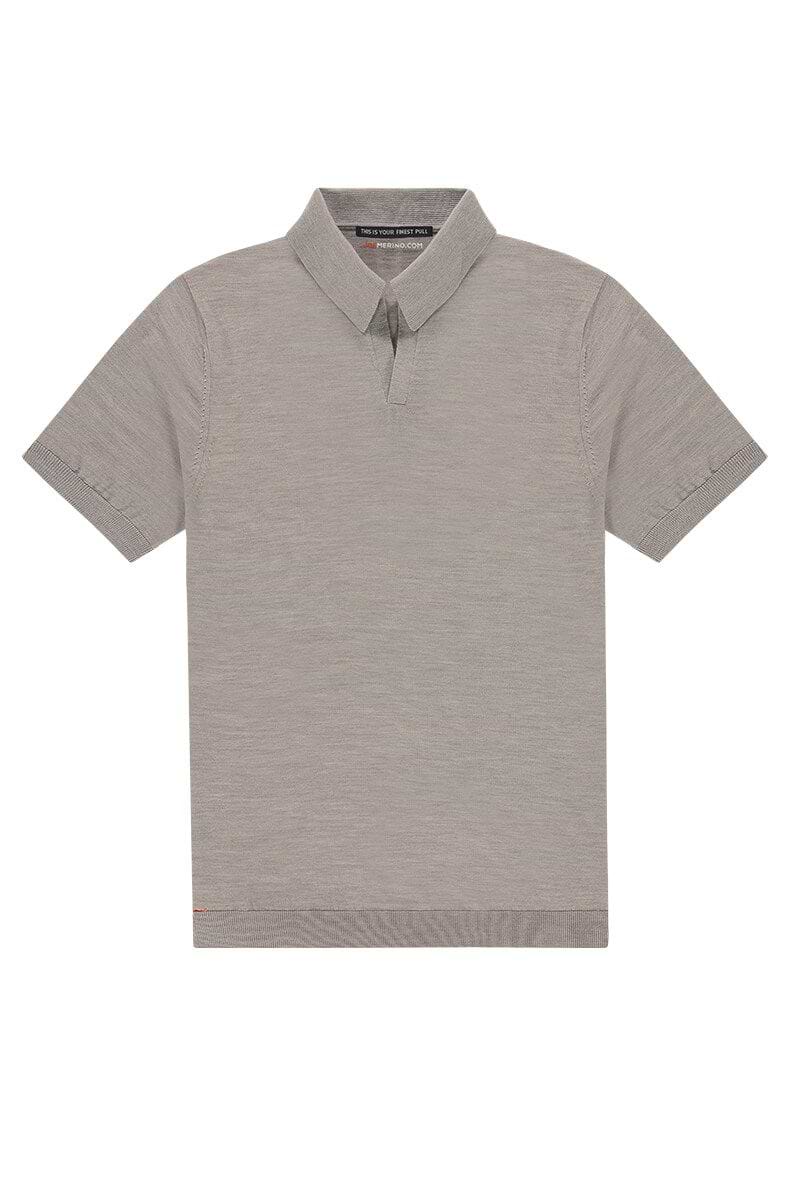 hochwertiges Poloshirt Merinowolle Beige