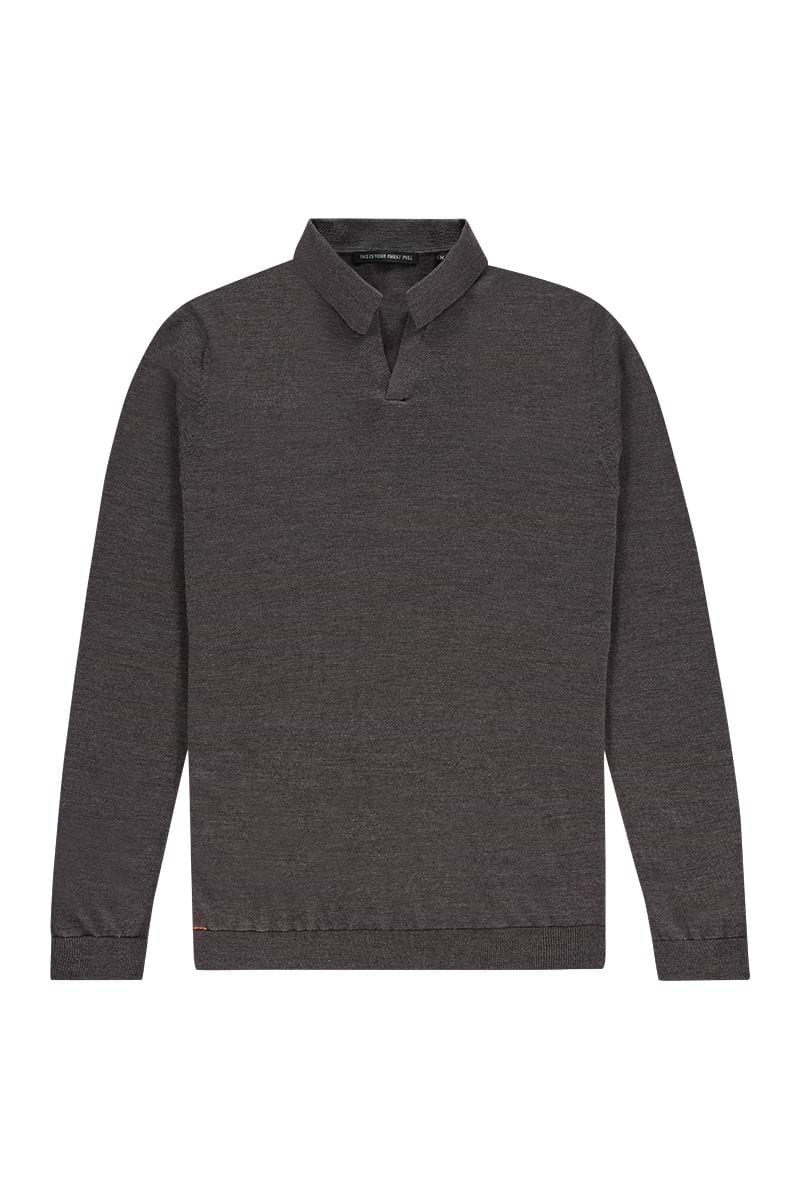 Merinowolle Poloshirt in Braun