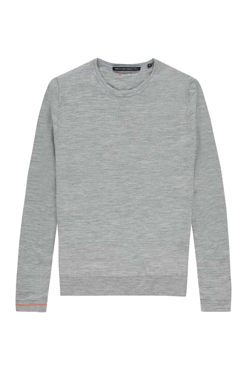 Feinstrickpullover Herren Rundhals hellgrau
