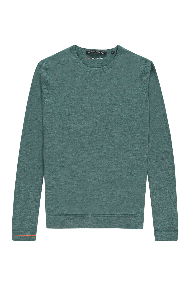 Feinstrickpullover Herren Rundhals grün