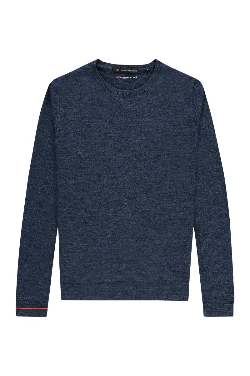 Feinstrickpullover Herren Rundhals blau