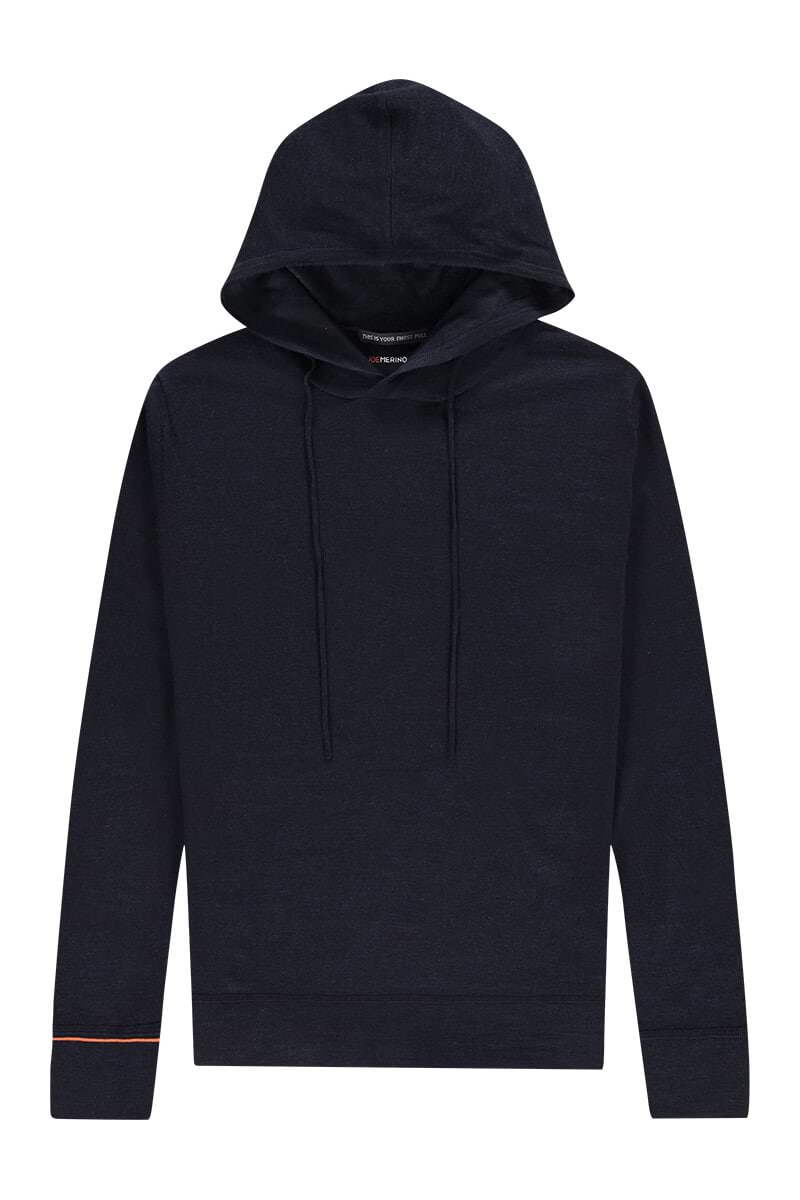 Merino wollen hoodie in het donkerblauw