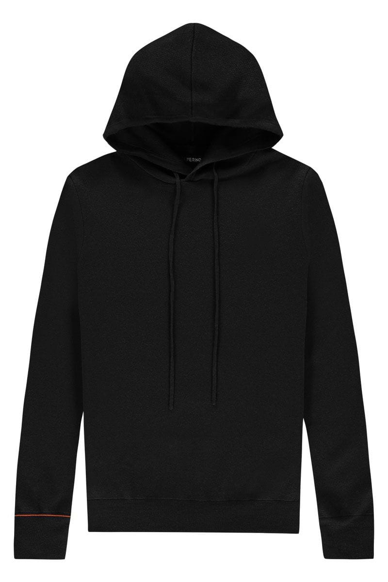 Dikke wollen hoodie in het zwart