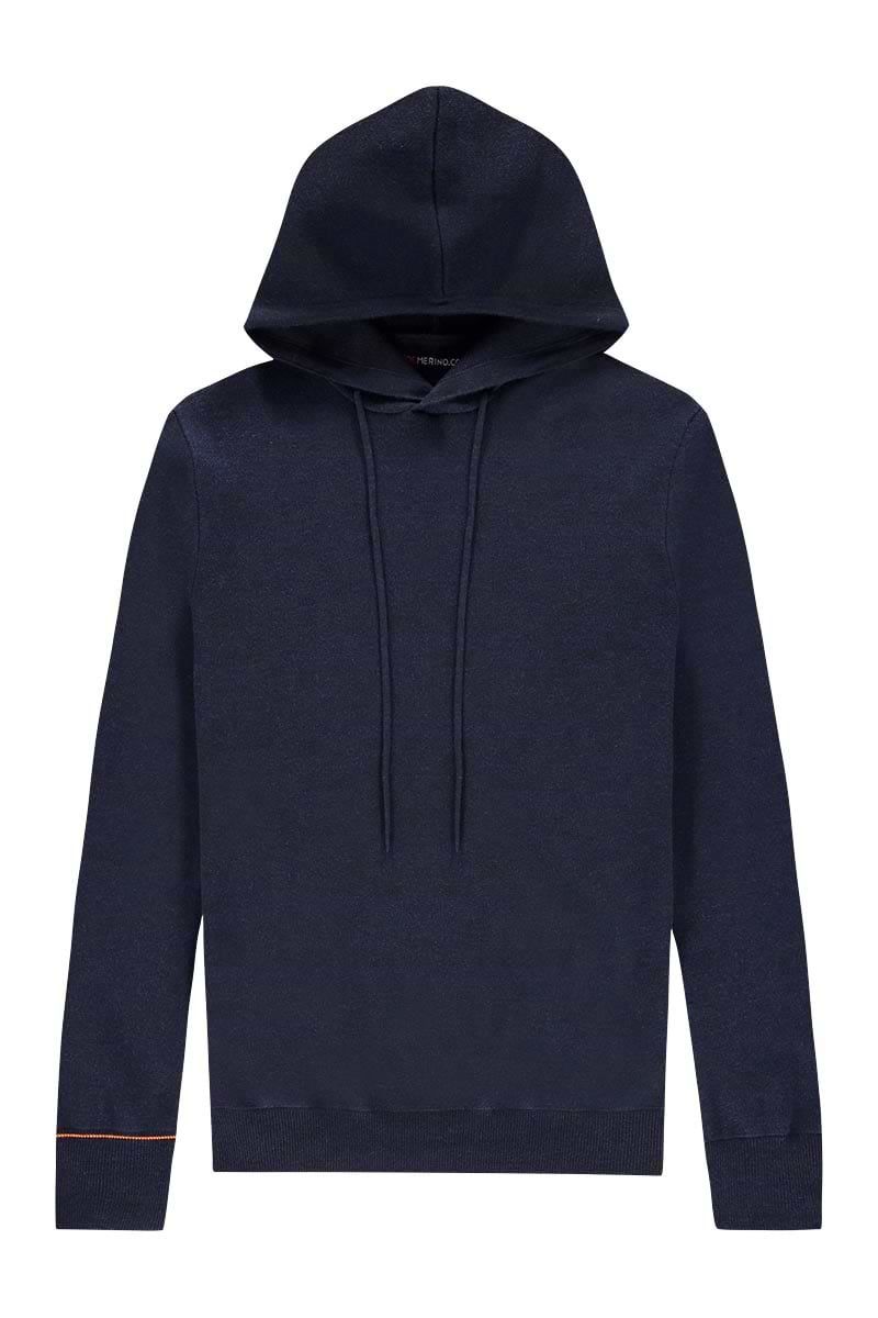 Dikke wollen hoodie in het donkerblauw