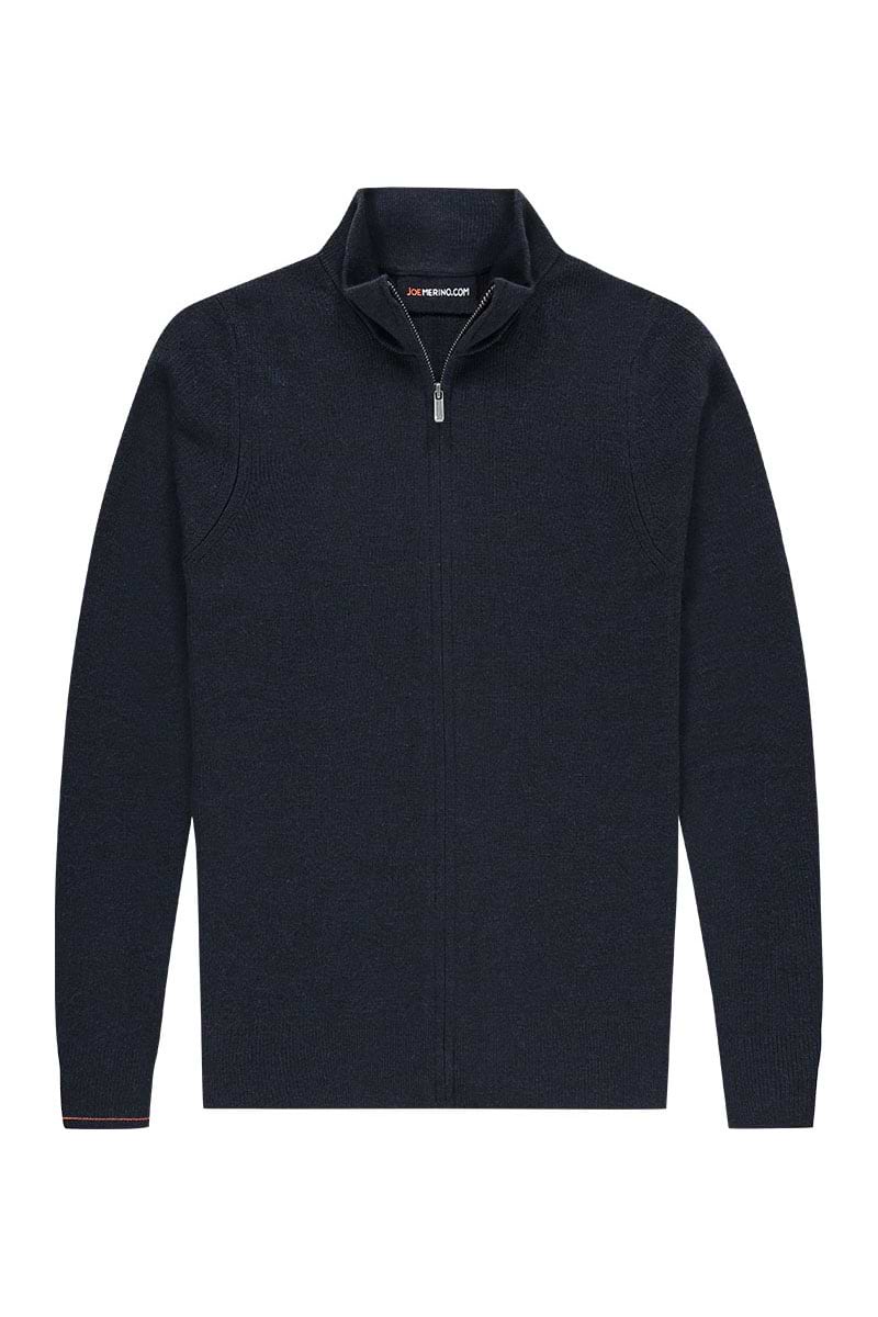 wollen vest met rits in het donkerblauw
