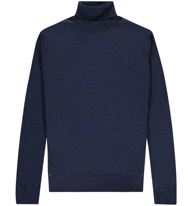 Extra lange heren coltrui in het blauw